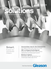 Solutions 2018/2019 - Schneidendes Anfasen, digitaler Service, Power Skiving zur Hartfeinbearbeitung, Verzahnungsmessung in der laufenden Produktion, segmentierte Präzisionsspannzangen, Pentac Mono, Leistungsstarkes Zahnraddesign, Spheric®-Leistungshonen, Berichte über Metalcastello, IT und KHK.