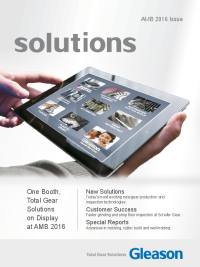 Solutions 2016-02 - Quik-Flex® Plus, Globale Services App, taillage outil pignon à 3000 coups/min, machine de contrôle denture multi capteurs, Hard Power Skiving, chanfreinage /ébavurage intégré, assemblage automatique des tourteaux coniques, prises de pièces pour métrologie, Schaefer Gear story.